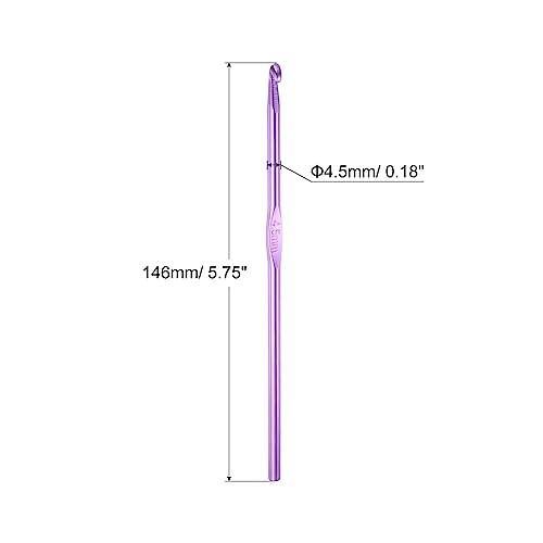 uxcell Aluminum Crochet Hook 4.5mm US Size 7 Purple 10Pcs | Knitting Needles for DIY Craft Yarn - color: Purple, size: 4.5mm