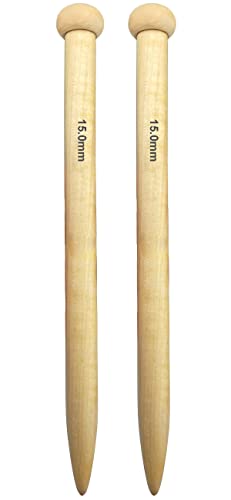Weabetfu Large Size Bamboo Knitting Needle Straight Single Pointed Thick Knit Needles 13.8-inch Length Jumbo Knitting Needles for Huge Chunky Yarn Handmade DIY Knitting,US Size 19(15mm) - size: 15mm(P/Q)