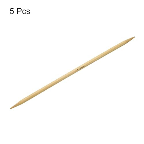 HARFINGTON 5Pcs Bamboo Knitting Needles Double Pointed US 9(5.5mm) 7.9 Inch(20cm) Straight for Handmade Creative DIY Knitting Craft Yarn, Yellow - color: Yellow, size: US 9(5.5mm)