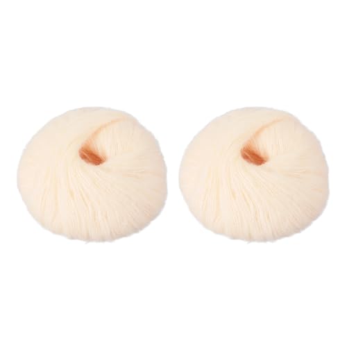 PATIKIL 2 Skeins Mohair Yarn, Soft Yarn Faux Mohair Fuzzy Fur Fine Fluffy Yarns Thin for Crocheting Knitting Sweater Scarf Hat Crafts Blanket Rug, Light Beige - color: Light Beige
