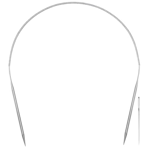 Aolfior Stainless Steel Circular Knitting Needles Size 0 16 Inch 2 mm Set Round Metal (Silver, 16 inch-0-(2mm)) Suitable for Beginners and Experienced Knitters Alike. - size: 16 inch-0-(2mm)