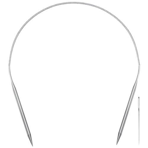 Aolfior Stainless Steel Circular Knitting Needles Size 4 16 Inch 3.5 mm Set Round Metal (Silver, 16 inch-4-(3.5mm)) Suitable for Beginners and Experienced Knitters Alike. - size: 16 inch-4-(3.5mm)