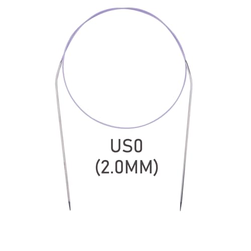 Circular Knitting Needles 32inches/80cm,Size US 0(2mm) Stainless Steel Round Knitting Needles for Handmade Knitting DIY - size: US0/2mm