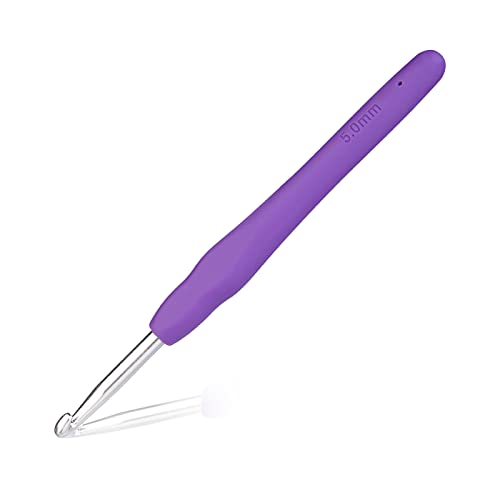 QMNNMA 5 mm Crochet Hook, Ergonomic Crochet Hooks for Arthritic Hands | Crochet Needles for Yarn, Knitting Needles for Beginners, Left-handed People Crocheting Yarn, Good for Making Blankets - size: 5mm