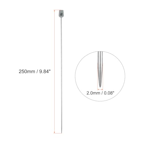 uxcell 2Pcs 2mm(B) Single Pointed Knitting Needles Stainless Steel 9.84 Inches Length Metal Weaving Tool for Handmade Projects DIY Knitting - size: 2mm, 9.84"