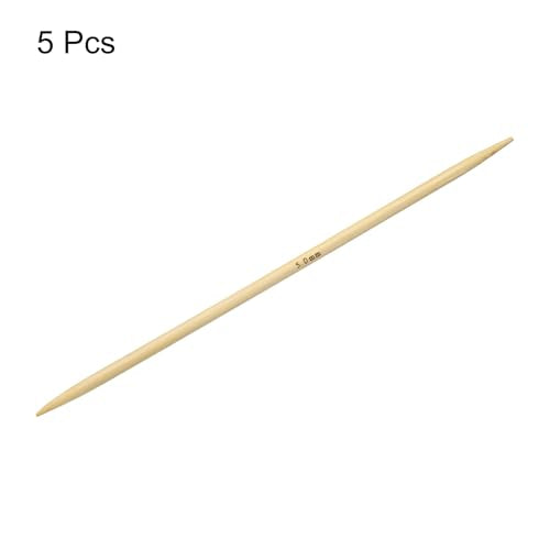 HARFINGTON 5Pcs Bamboo Knitting Needles Double Pointed US 8(5mm) 7.9 Inch(20cm) Straight for Handmade Creative DIY Knitting Craft Yarn, Yellow - color: Yellow, size: US 8(5mm)
