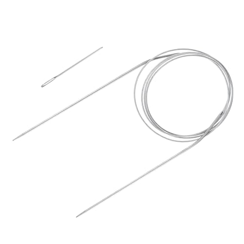 HARFINGTON Circular Knitting Needles 47.24" Stainless Steel US 0/2.0mm Knitting Needles 5.51" Short with Large Eye Sewing for Fast Knitting Sweater Sleeves - size: US 0/2.0mm x 47.24 inch (120cm)