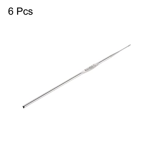 uxcell Stainless Steel Crochet Hook 0.6mm Knitting Needles for DIY Craft Yarn 6Pcs - size: 0.6mm