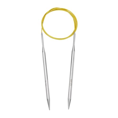 uxcell Size US 10 (6mm) Knitting Needles Circular Needle 47 Inch(120cm) Round Metal Stainless Steel Needle for Handmade Projects DIY Knitting Yellow - color: Yellow, size: 47 inch Size US 10 (6mm)