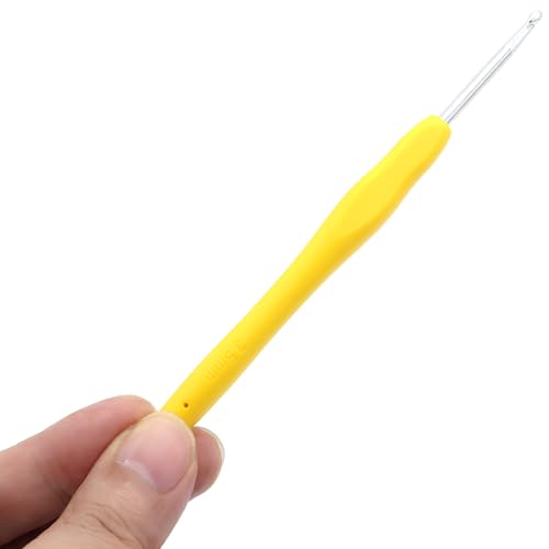 6Pcs 3.5mm Aluminum Soft Grip Rubber Ergonomic Handle Crochet Hook Knitting Needles US Size E (Size 4) for DIY Yarn Craft,Nice Gift for Women Adults Kids Children Beginners (Yellow) - size: 3.5mm