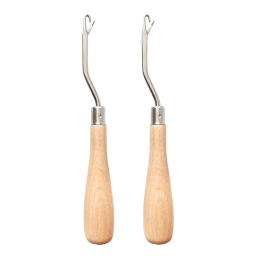 BLUPLE Latch Hook Crochet Needle for Hair 2 Pcs | Grip Comfortable with Smooth Wooden Handle for Micro Braids Hair Extension Feather Carpet