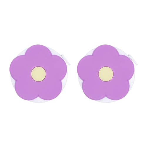 HARFINGTON 2pcs Soft Tape Measure 60-Inch 1.5 Meter Retractable Mini Cartoon Measuring Tape Cute Tape Ruler for Sewing Craft Cloth Body Measurements, Purple Flower - color: Purple Flower