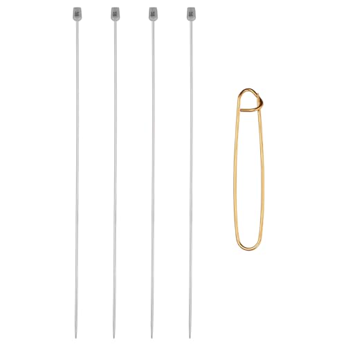 MECCANIXITY 4Pcs C(2.5mm) Single Pointed Knitting Needles Set, 13.8" Length Stainless Steel Crochet Needle with Versatile Stitch Holder for Beginner, Crocheter DIY Making, Silver - size: C(2.5mm) 13.8" Length