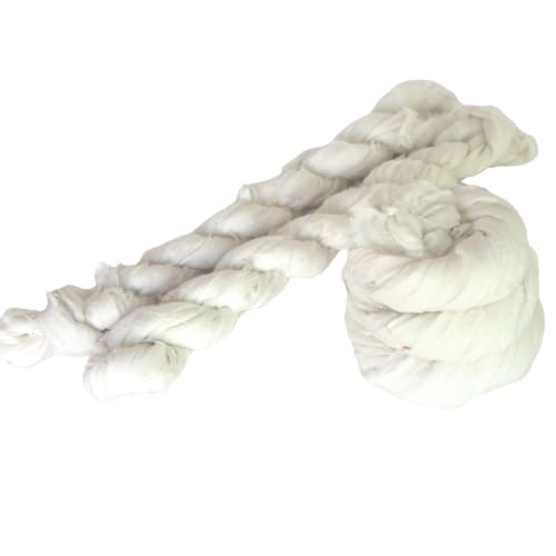 KNITSILK Poly Cotton Ribbon Yarn – Natural White Ribbon Yarn for Knitting, Crochet, Weaving, Macramé & DIY Crafts, Lightweight Textured Fiber, 22 Yards (20m), 45g Skein