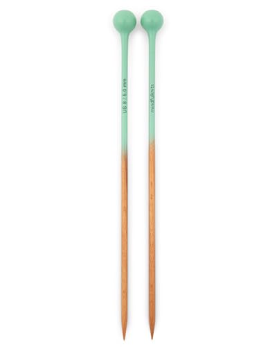 mindfulknits Premium Straight Single Pointed Beech Wood Knitting Needles – Size US 8, 5mm – 30cm Length – Straight Needle Set - Crafting & Knitting Supplies for Relaxation & Stress Relief (US8, 5mm) - size: US8, 5mm