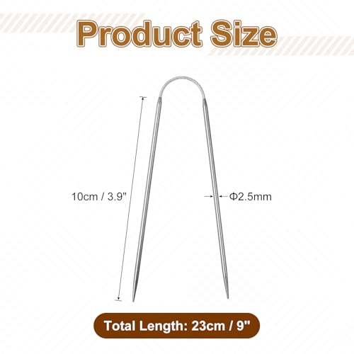 uxcell 3Pcs Size US 1.5 (2.5mm) Double-Pointed Flexible Knitting Needles 9 Inch(23cm) Stainless Steel Needle for Handmade Projects DIY Knitting - size: Size US 1.5 (2.5mm)