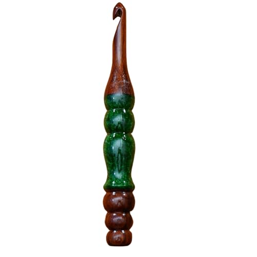 Emporium Crafts Wooden Crochet Hooks Green Resin epoxy & Wood Mix Crochet Hooks Ergonomic Soft Handle Needles Knit Weave Craft Yarn Different Size, Crochet Hooks (6.00 mm) - color: 6.00 mm