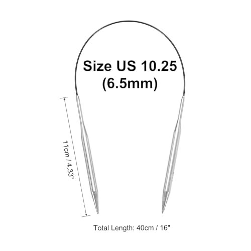 uxcell Size US 10.25 (6.5mm) Knitting Needles Circular Needle 16 Inch(40cm) Round Metal Stainless Steel Needle for Handmade Projects DIY Knitting Black - color: Black, size: 16 inch Size US 10.25 (6.5mm)
