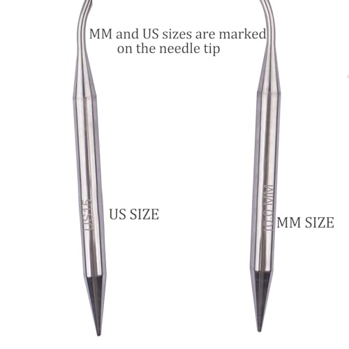 Circular Knitting Needles 32inches/80cm,Size US 15(10mm) Stainless Steel Round Knitting Needles for Handmade Knitting DIY - size: US15/10mm