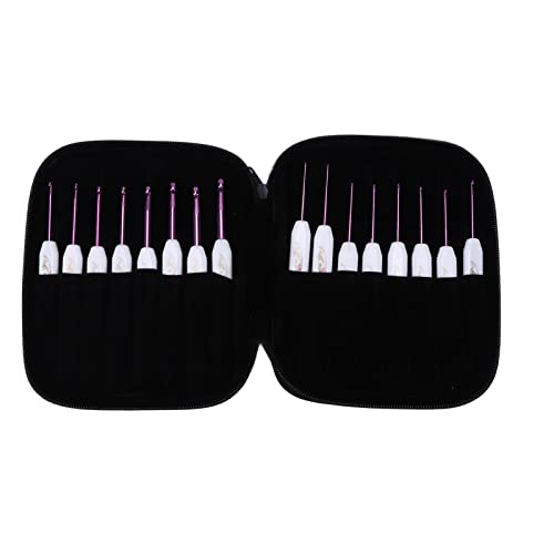 Crochet Hooks Needles,16 Pcs Cute Needles for Arthritic Hands,Extra Long Chinese Style Crochet Hook Set Flower Pattern Ergonomic Soft Grips Knitting Hook for Crochet Yarn Craft (Pink)