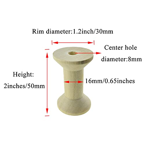 HAHIYO 2Inch 6Pack Natural Wood Unfinished Wooden Empty Thread Spool Smooth Wire Weaving Bobbin Textile Bobbin Rotatable Spool for Crafts DIY Art Education - color: Wood Color, size: 2Inch-6P
