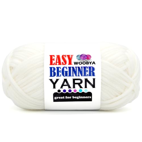 White Beginners Crochet Yarn for Crocheting and Knitting with Easy to See Stitches Cotton Nylon Blend Easy Yarn for Beginner Crochet Kit-White - color: White, size: 1 Pack