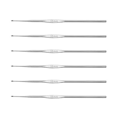 Skweawert 6Pcs 0.85mm Stainless Steel Crochet Hook | Bulk Hand Needles, for Beginners, Women, College Students, Crocheters - size: 0.85mm