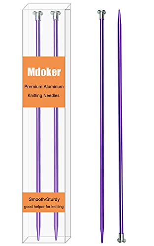 Mdoker 13.8 Inch Aluminum Knitting Needles,Colored Straight Single Pointed Metal Sweater Knitting Needle for DIY Knitting Projects,Size US 6(4mm) - color: Purple, size: US 6(4.0mm)