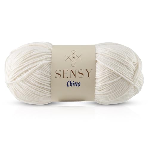 Sensy Chino Soft Cotton Yarn, Soft Baby Cotton Yarn, Amigurumi Yarn, 3.5 oz, 360 Yards, Gauge 2 Fine (Creamy) - color: Creamy, size: 1 Skein