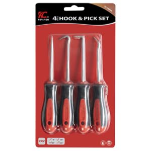 Precision Hook and Pick Set for Automotive | 4-Piece Hand Tools - color: Red