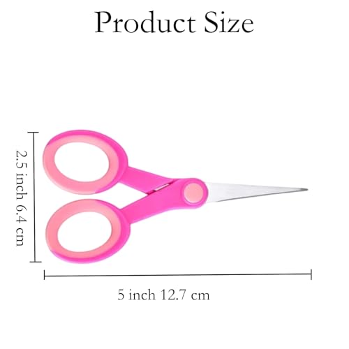 5 Inch Detail Scissors, Straight Tips Small Sscissor, 3 Pack | Embroidery Scissor with Stainless Steel Blade, Soft Comfort-Grip, Crafting and Home General Use, Pink - color: Pink