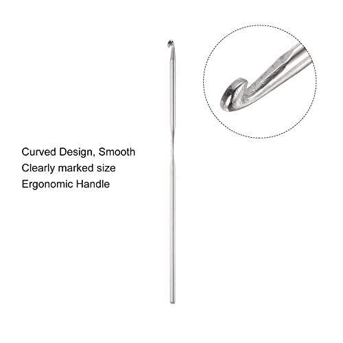 uxcell Stainless Steel Crochet Hook 3mm Knitting Needles for DIY Craft Yarn 6Pcs - size: 3mm
