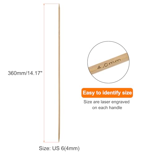HARFINGTON 4Pcs Bamboo Knitting Needles Double Pointed Size US 6(4mm) Carbonized 14 Inch(36cm) Straight for Handmade Creative DIY Knitting Craft Yarn - size: US 6(4mm)