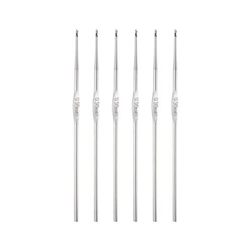 uxcell Stainless Steel Crochet Hook 0.9mm Knitting Needles for DIY Craft Yarn 6Pcs - size: 0.9mm