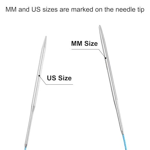 uxcell 5 Gauge Knitting Circular Needle 16 Inch(40cm) Metal Round Stainless Steel Needle with Large Eye Sewing & Stitch Markers for Handmade Projects DIY Knit Blankets - size: 3.75mm, 16 inch