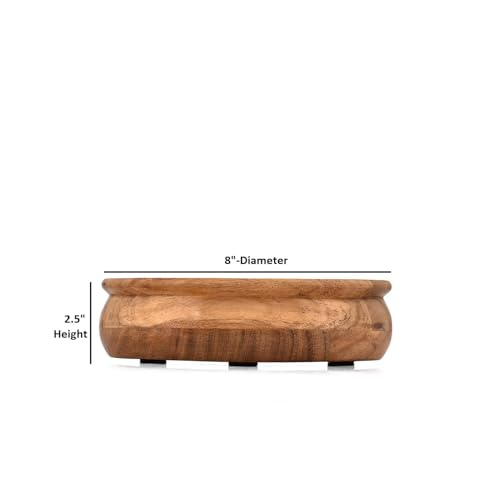 Decorative Bowl Acacia Wood Wooden Catchall Bowl for Entryway, Coffee Table, or Kitchen Counter (8" x 8" x 2.5")