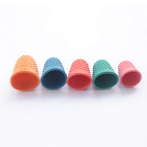 Thimble 5Pcs Craft Finger Tip Sewing Counting Protector Quilter Needlework Cone Rubber(Pink)
