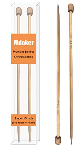 Mdoker Bamboo Knitting Needle Straight Single Pointed Sweater Knitting Needles 10-inch Length for Handmade DIY Knitting Projects,Size US 2.5(3mm) - size: US-2.5-(3mm)