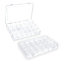 2 Pack 24 Grids Plastic Small Crafts Storage Boxes with Adjustable Dividers (10.5" × 6.7" x 1.57")