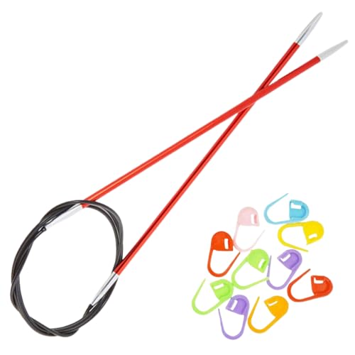 KnitPro Zing 9-Inch US 2 (2.75mm) Circular Knitting Needles | Aluminium, Color-Coded, Sharp Tips, Smooth Joins, Stainless Steel Memory-Free Cables, 10 Stitch Markers - size: US 02 (2.75mm), 09in. (22.5cm)
