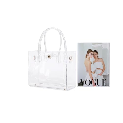Womens Clear Purse Clear Tote Bag Stadium Approved Clear Bag PVC Plastic See Through Working Bag - color: Large Size/Gold Hardware
