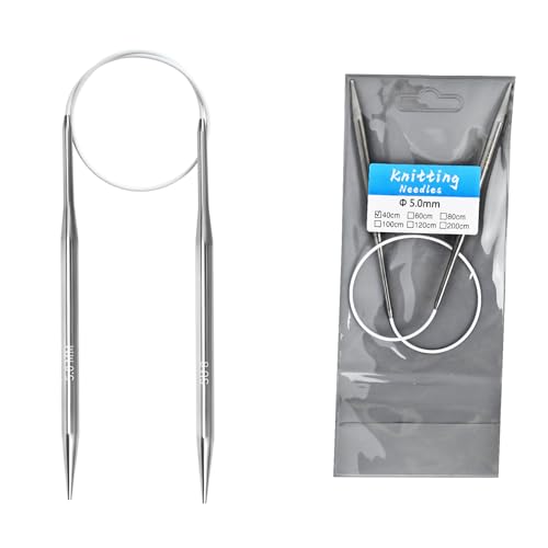 5.0mm Circular Knitting Needles - 16-inch/40cm US8 Ergonomic Stainless Steel Set with Tangle-Free Cable and Smooth Joints, Ideal for Hats, Socks, and Sleeves - size: 5.0mm/US8