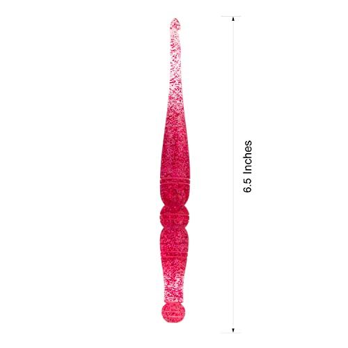 Ommi Ergonomic Handle Crochet Hooks | Handcrafted 7’’ Crochet Hook | Knitting Needle, Craft Yarn Weave | Best Gift! (Pink Glitter) (4 mm) - color: 4 mm