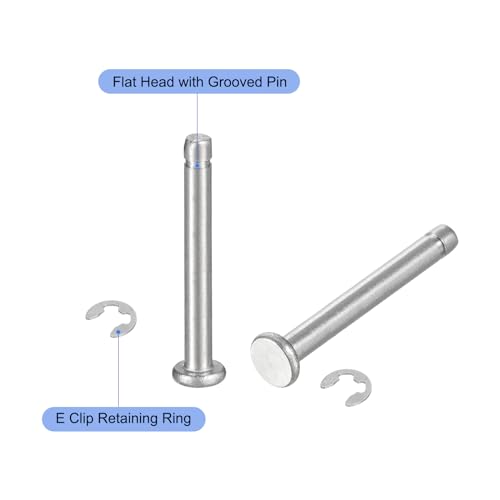 uxcell 20Set M3x25mm 304 Stainless Steel Cylindrical Shaft Snap Ring Locating Pin, Flat Head Grooved Hinge Cylinder Position Pin with E Clip Retaining Ring, Silver - size: M3x25mm