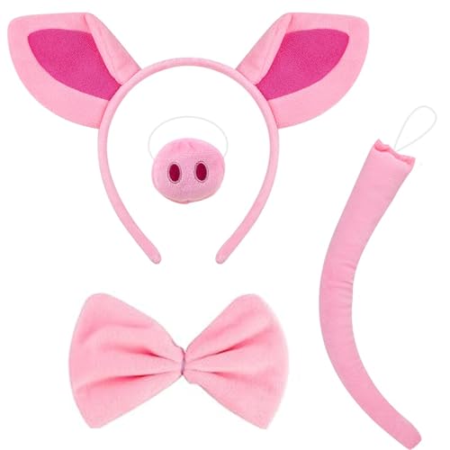 Zoo animal ear hair band, animal role-playing, adult animal costume, Halloween, Easter, Christmas party headdress. - color: Pig