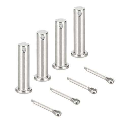 uxcell 4Pcs M10x40mm Clevis Pins, 304 Stainless Steel Single Hole Flat Head Hitch Fastener Lock Systems with Cotter Pins for Furniture Installation Trailer Lawn Mower, Silver - size: M10x40mm