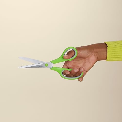 Amazon Basics Multipurpose Stainless Steel Scissors for Office, Crafts, Right/Left Handed, Comfort Grip, PVD Coated, 3-Pack, Multicolor - size: 3-Pack