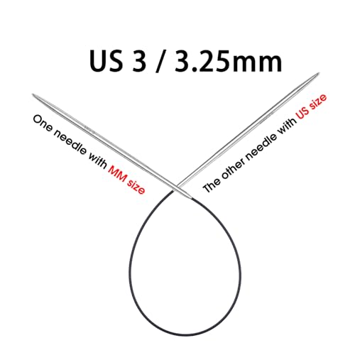 16 inch (40cm) Circular Knitting Needles - 3.25mm Size 3 Stainless Steel Round Knitting Needles for Hats, Socks & Baby Booties - size: 16in/us3(3.25mm)