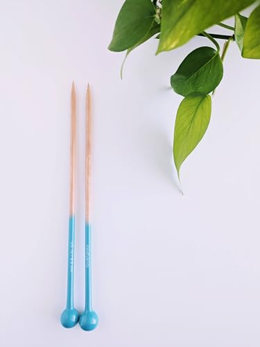 mindfulknits Premium Straight Single Pointed Beech Wood Knitting Needles – Size US 10, 6mm – 35cm Length – Straight Needle Set - Crafting & Knitting Supplies for Relaxation & Stress Relief (6mm) - size: US10, 6mm