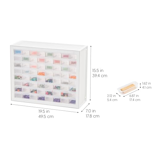IRIS USA 64-Drawer Screw Organizer, Hardware Storage, Made in USA, White | Wall mountable, Stackable, Art & Craft Supplies, Beads, Gem Stones, Building Bricks, Garage Tool Storage - color: White, size: 64 Drawer